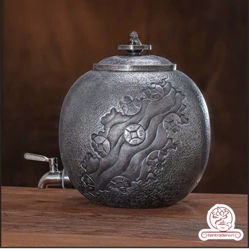 bình nước bạc nguyên chất chế tác thủ công tinh xảo BNB311