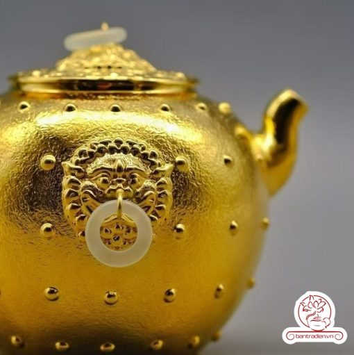 ấm bạc pha trà nguyên chất 999 mạ vàng 24K chế tác hoàn toàn thủ công cao cấp