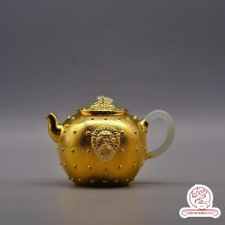ấm bạc pha trà nguyên chất 999 mạ vàng 24K chế tác hoàn toàn thủ công cao cấp