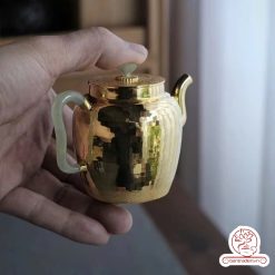 ấm bạc pha trà nguyên chất 999 mạ vàng 24K chế tác hoàn toàn thủ công cao cấp