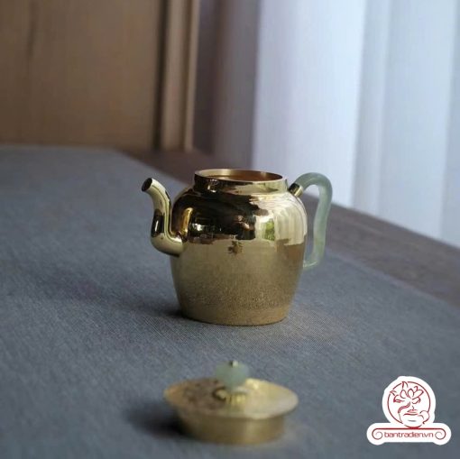 ấm bạc pha trà nguyên chất 999 mạ vàng 24K chế tác hoàn toàn thủ công cao cấp