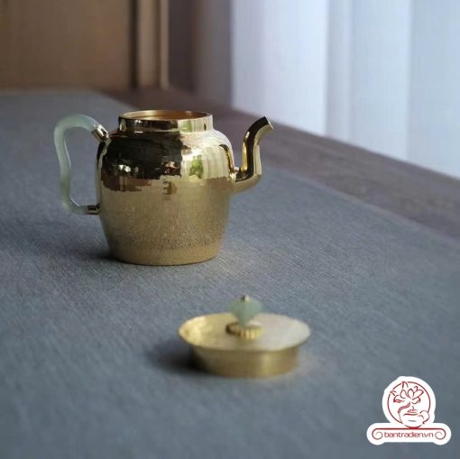 ấm bạc pha trà nguyên chất 999 mạ vàng 24K chế tác hoàn toàn thủ công cao cấp