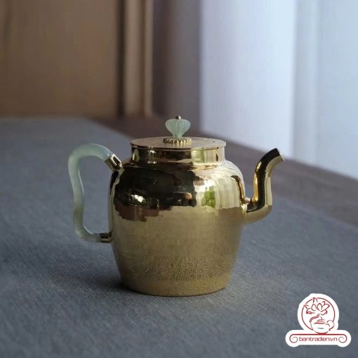 ấm bạc pha trà nguyên chất 999 mạ vàng 24K chế tác hoàn toàn thủ công cao cấp