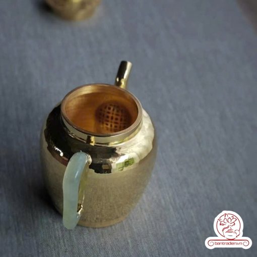 ấm bạc pha trà nguyên chất 999 mạ vàng 24K chế tác hoàn toàn thủ công cao cấp