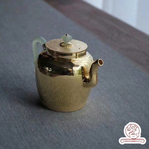 ấm bạc pha trà nguyên chất 999 mạ vàng 24K chế tác hoàn toàn thủ công cao cấp
