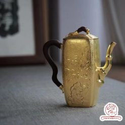 ấm bạc pha trà nguyên chất 999 mạ vàng 24K chế tác hoàn toàn thủ công cao cấp