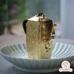 ấm bạc pha trà nguyên chất 999 mạ vàng 24K chế tác hoàn toàn thủ công cao cấp