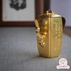 ấm bạc pha trà nguyên chất 999 mạ vàng 24K chế tác hoàn toàn thủ công cao cấp