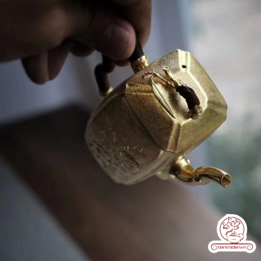 ấm bạc pha trà nguyên chất 999 mạ vàng 24K chế tác hoàn toàn thủ công cao cấp