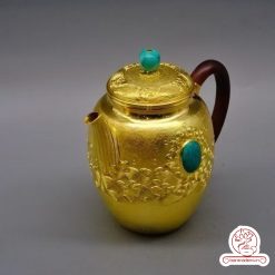 ấm bạc pha trà nguyên chất 999 mạ vàng 24K chế tác hoàn toàn thủ công cao cấp