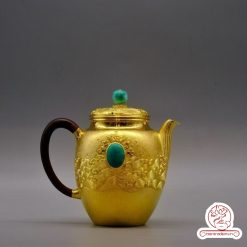 ấm bạc pha trà nguyên chất 999 mạ vàng 24K chế tác hoàn toàn thủ công cao cấp