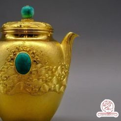 ấm bạc pha trà nguyên chất 999 mạ vàng 24K chế tác hoàn toàn thủ công cao cấp