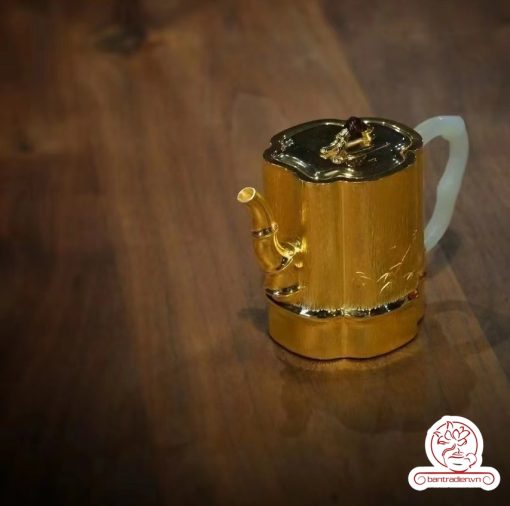 ấm bạc pha trà nguyên chất 999 mạ vàng 24K chế tác hoàn toàn thủ công cao cấp