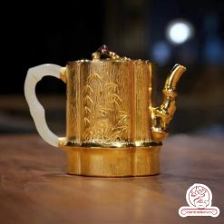 ấm bạc pha trà nguyên chất 999 mạ vàng 24K chế tác hoàn toàn thủ công cao cấp