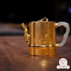 ấm bạc pha trà nguyên chất 999 mạ vàng 24K chế tác hoàn toàn thủ công cao cấp