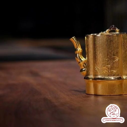 ấm bạc pha trà nguyên chất 999 mạ vàng 24K chế tác hoàn toàn thủ công cao cấp