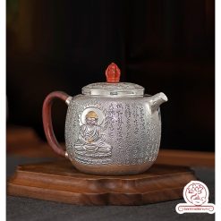 ấm pha trà bạc nguyên chất chế tác thủ công tinh xảo ab038