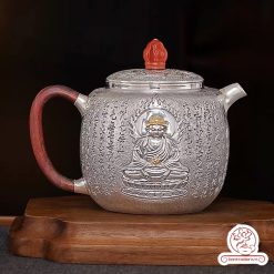 ấm pha trà bạc nguyên chất chế tác thủ công tinh xảo ab038
