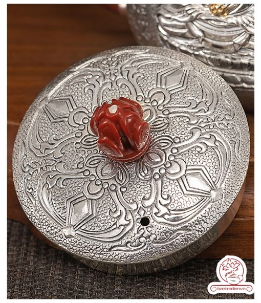 ấm pha trà bạc nguyên chất chế tác thủ công tinh xảo ab038