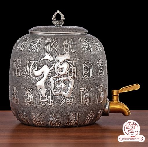 bình nước bạc nguyên chất chế tác thủ công tinh xảo bởi tay nghề đại sư BNB325