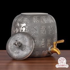 bình nước bạc nguyên chất chế tác thủ công tinh xảo bởi tay nghề đại sư BNB325