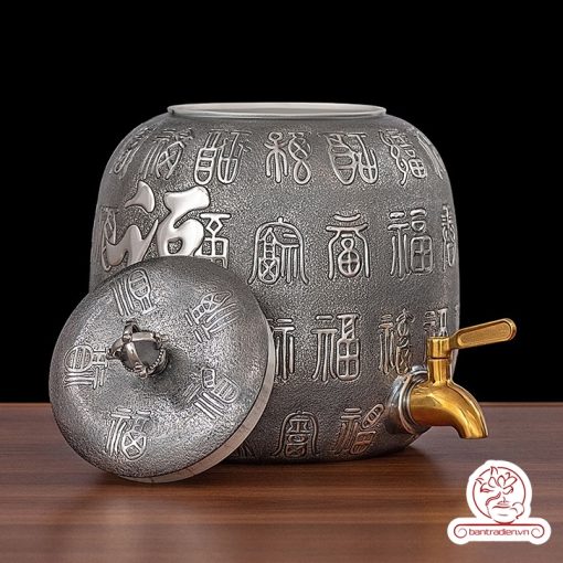 bình nước bạc nguyên chất chế tác thủ công tinh xảo bởi tay nghề đại sư BNB325