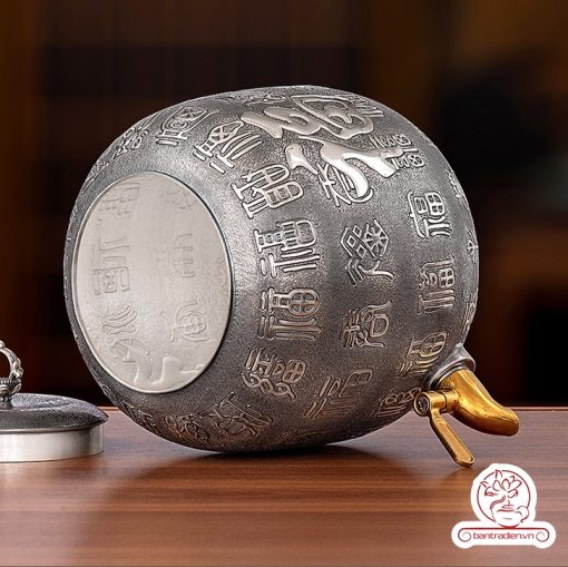 bình nước bạc nguyên chất chế tác thủ công tinh xảo bởi tay nghề đại sư BNB325
