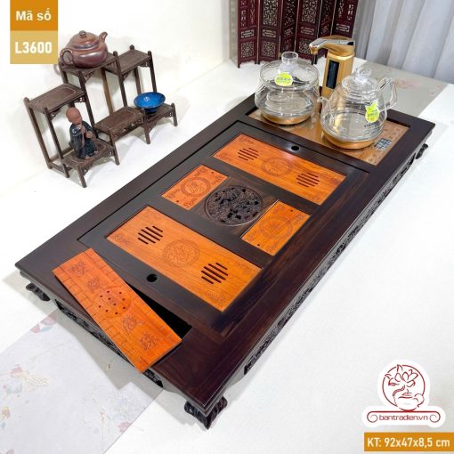 Bàn trà điện thông minh cao cấp gỗ mun chế tác thủ công tinh xảo L3600