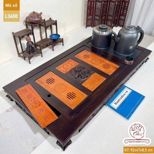Bàn trà điện thông minh cao cấp gỗ mun chế tác thủ công tinh xảo L3600