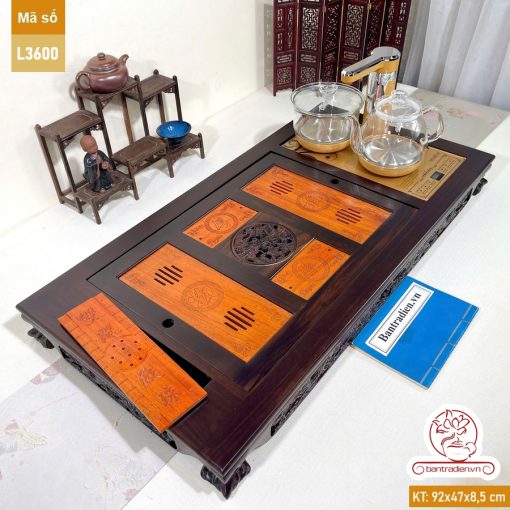 Bàn trà điện thông minh cao cấp gỗ mun chế tác thủ công tinh xảo L3600