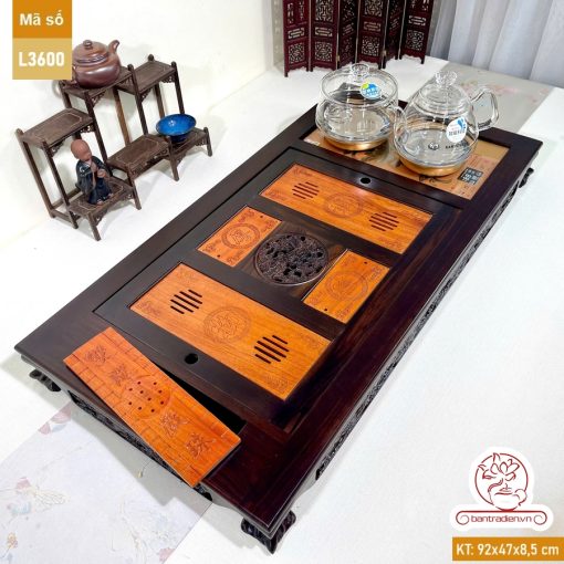 Bàn trà điện thông minh cao cấp gỗ mun chế tác thủ công tinh xảo L3600