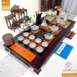 Bàn trà điện thông minh cao cấp gỗ mun chế tác thủ công tinh xảo L3608