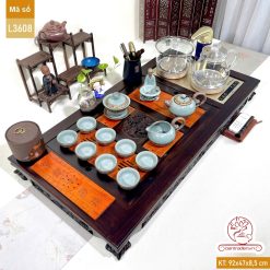 Bàn trà điện thông minh cao cấp gỗ mun chế tác thủ công tinh xảo L3608