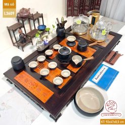 Bàn trà điện thông minh cao cấp gỗ mun chế tác thủ công tinh xảo L3609