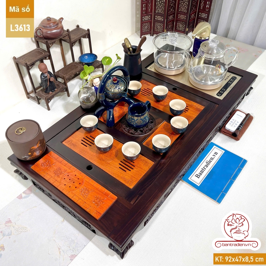 Bàn trà điện thông minh cao cấp gỗ mun chế tác thủ công tinh xảo L3613