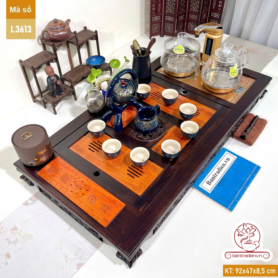 Bàn trà điện thông minh cao cấp gỗ mun chế tác thủ công tinh xảo L3613