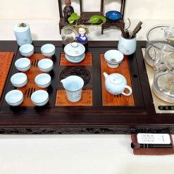 Bàn trà điện thông minh cao cấp gỗ mun chế tác thủ công tinh xảo L3620