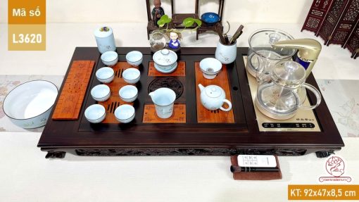 Bàn trà điện thông minh cao cấp gỗ mun chế tác thủ công tinh xảo L3620