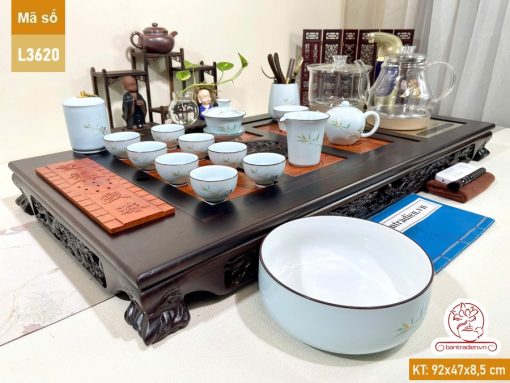 Bàn trà điện thông minh cao cấp gỗ mun chế tác thủ công tinh xảo L3620
