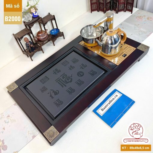 bộ bàn trà điện thông minh đa năng gỗ mặt đá thiết kế đẹp B2000