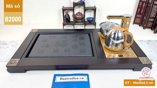 bộ bàn trà điện thông minh đa năng gỗ mặt đá thiết kế đẹp B2000