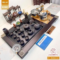 bộ bàn trà điện thông minh đa năng gỗ mặt đá thiết kế đẹp B2001