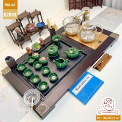 bộ bàn trà điện thông minh đa năng gỗ mặt đá thiết kế đẹp B2003