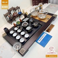 bộ bàn trà điện thông minh đa năng gỗ mặt đá thiết kế đẹp B2005