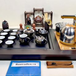 bộ bàn trà điện thông minh đa năng gỗ mặt đá thiết kế đẹp B2005