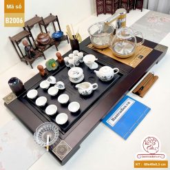 bộ bàn trà điện thông minh đa năng gỗ mặt đá thiết kế đẹp B2006