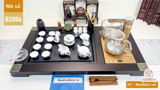 bộ bàn trà điện thông minh đa năng gỗ mặt đá thiết kế đẹp B2006