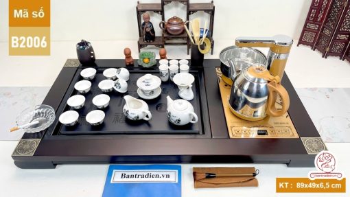 bộ bàn trà điện thông minh đa năng gỗ mặt đá thiết kế đẹp B2006