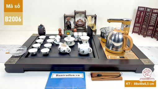 bộ bàn trà điện thông minh đa năng gỗ mặt đá thiết kế đẹp B2006