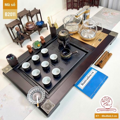 bộ bàn trà điện thông minh đa năng gỗ mặt đá thiết kế đẹp B2011